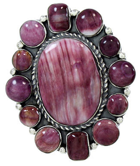 Large Statement Purple Oyster Shell Silver Ring Size 7-1/4 BW72925